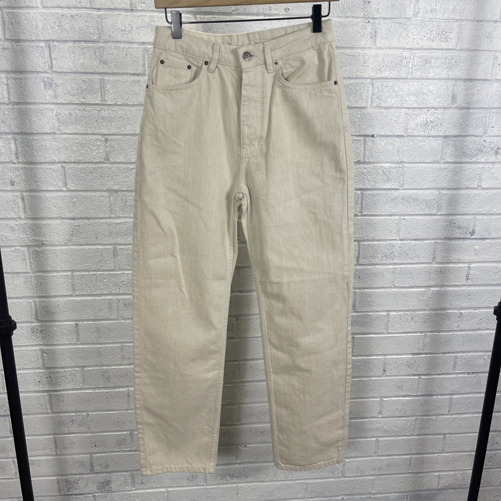 Ksubi  Straight Leg Jeans Ivory Womens Size 25 Distressed Scandi‎ Quiet Luxury